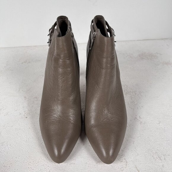 Authentic Coach Daphne Stiletto Leather Ankle Booties Taupe Size 8 - Picture 3 of 12